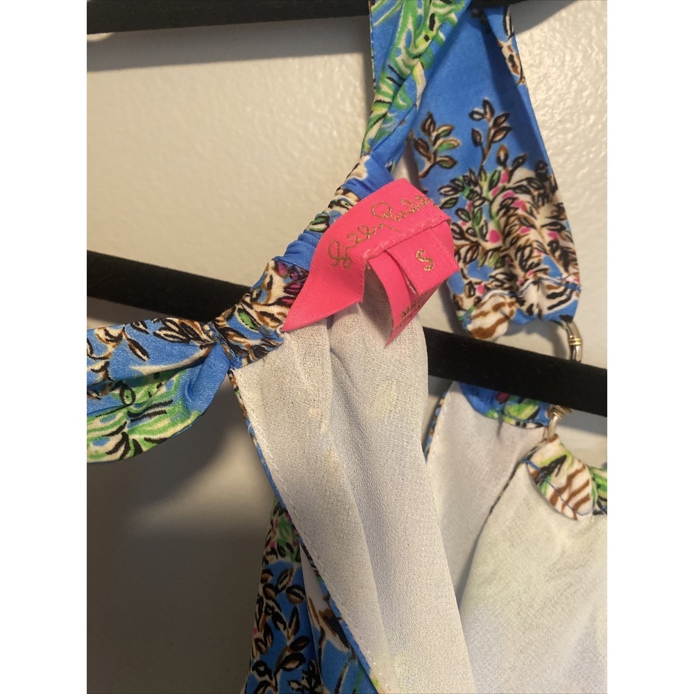 Lilly Pulitzer Julien Top Size Small Blue Thistle Tiger Queen - Picture 5 of 8